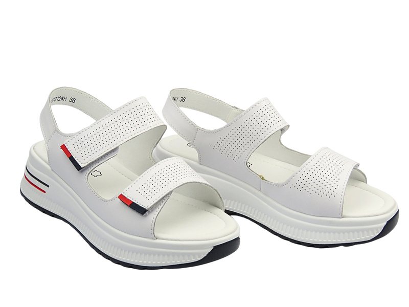 Kožené dámské sandály bílé Cambell 25-07312