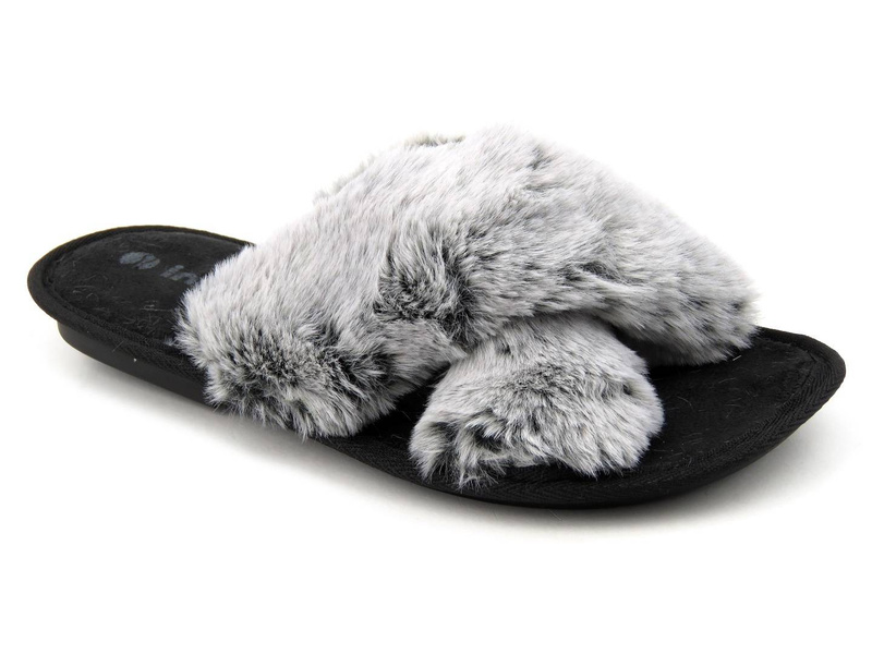 Měkké dámské pantofle s kožíškem - INBLU 68-6D, šedé
