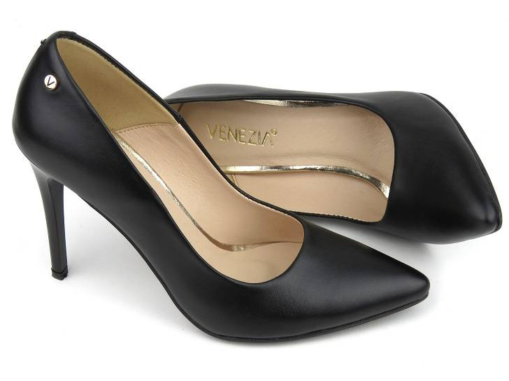 Elegantní vysoké podpatky se špičatou špičkou - Venezia 208 PELLE, černá