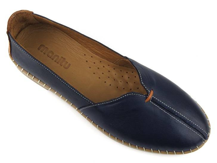 Kožené boty, dámské mokasíny - MANITU 840080-05, tmavě modrá
