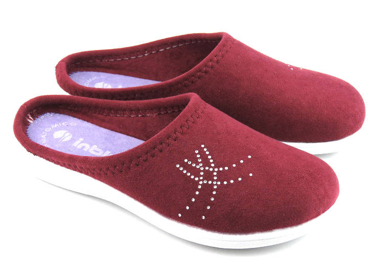 Dámské pantofle s ozdobnými krystaly - INBLU BS-46, švestka