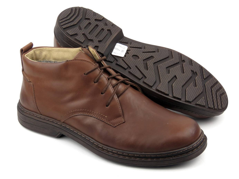 Pánské kožené boty zateplené ovčí vlnou - HELIOS Komfort 884-1, hnědé