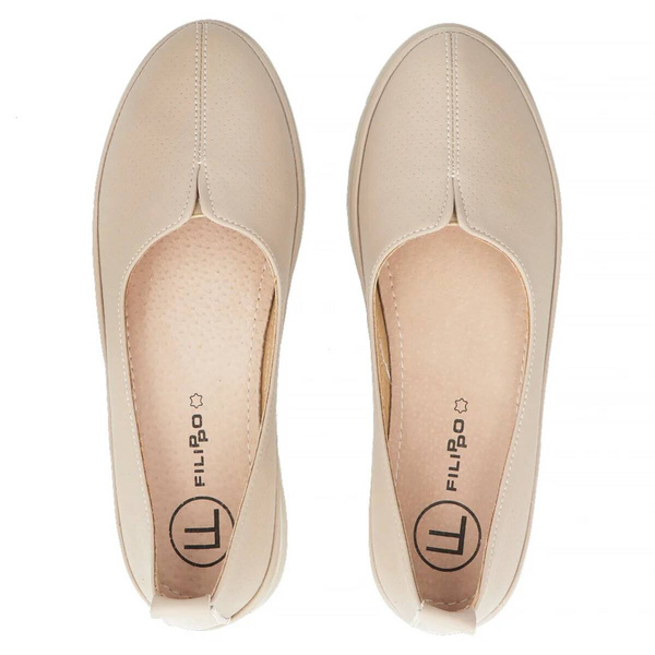 Dámské kožené polobotky, baleríny - Filippo DP6163/24, béžová barva