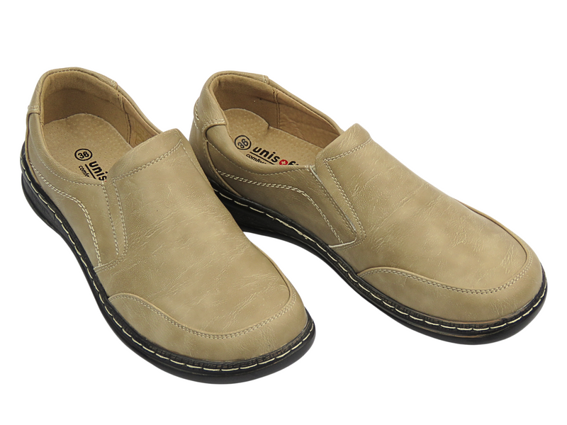 Pohodlné dámské nazouvací polobotky béžové UNISOFT 24PB02-7021