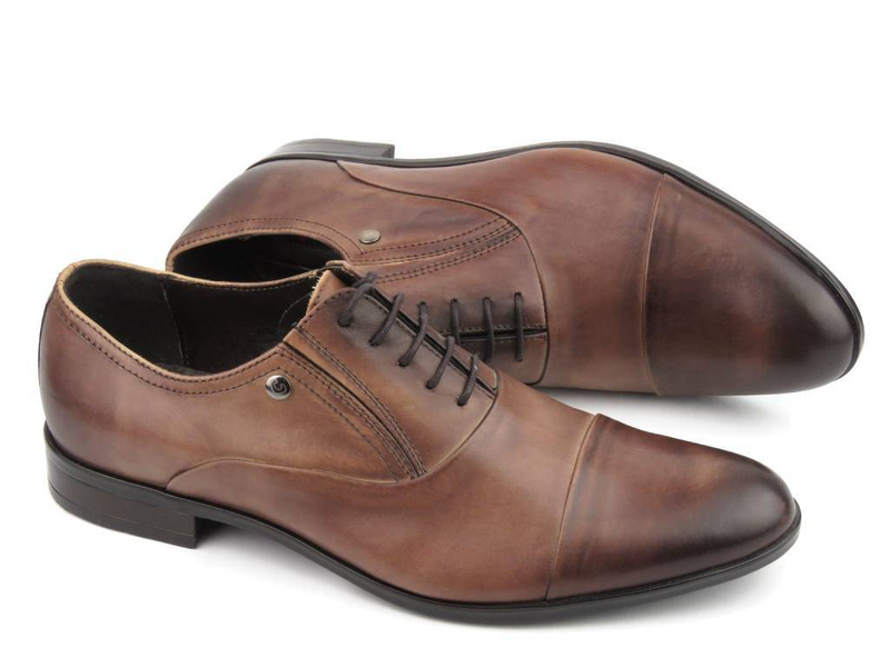 Kožené boty, pánské společenské oxfordky Conhpol 5540-0921, hnědé