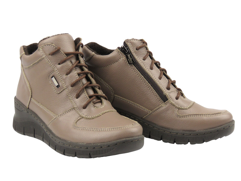 Kožené dámské kotníkové boty od polského výrobce - HELIOS Komfort 543S, khaki