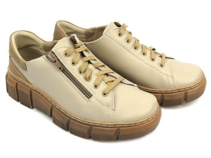 Dámské kožené boty - Wasak 0663, ecru