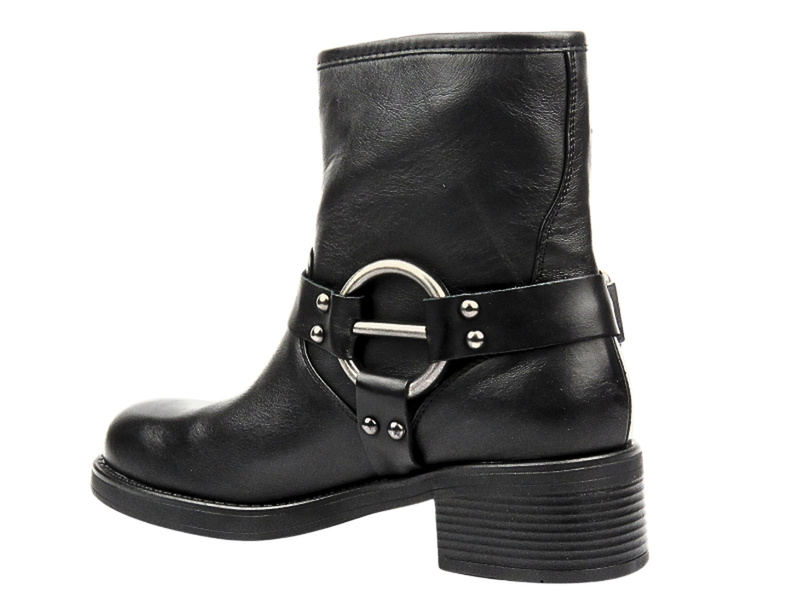 Dámské kožené kotníkové boty Venezia W014LEBLOBB008 Černé nazouvací boty