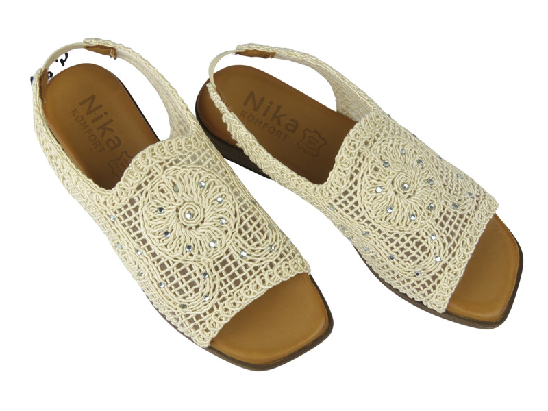 Dámské kožené sandály Nika Comfort 0117-13003, béžové