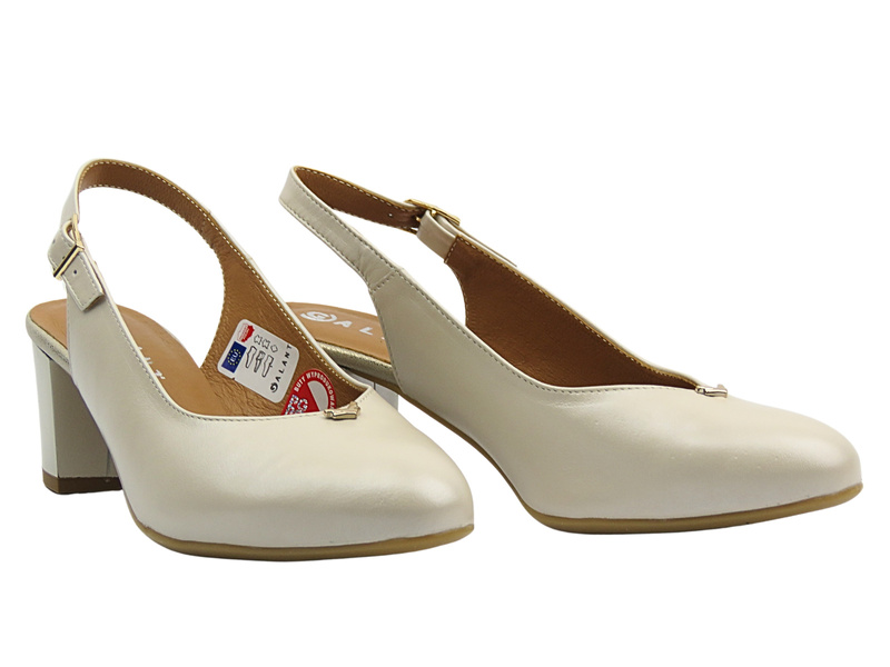 Kožené lodičky na podpatku – GALANT 3203, šedé