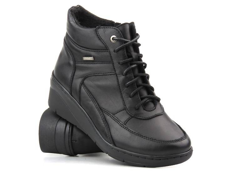 Dámské kožené kozačky ve sportovním stylu - HELIOS Komfort 568, černé