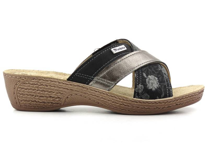 Dámské žabky se třemi pruhy - Inblu GL-38, černé