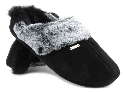 Měkké dámské pantofle s kožíškem - American Club SL 04/23, černé