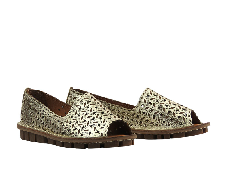 Dámské děrované nazouvací polobotky zlaté Venezia E137LEGOOBM029