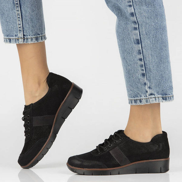 Dámské kožené boty na platformě - Filippo DP028/23, černé