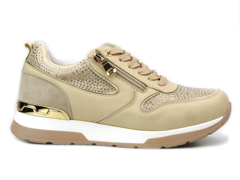 Dámské tenisky s krystaly - INBLU IN-323, béžové