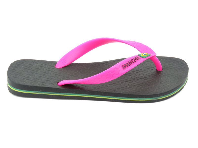 Černé dámské žabky s růžovými ramínky - Ipanema 80408