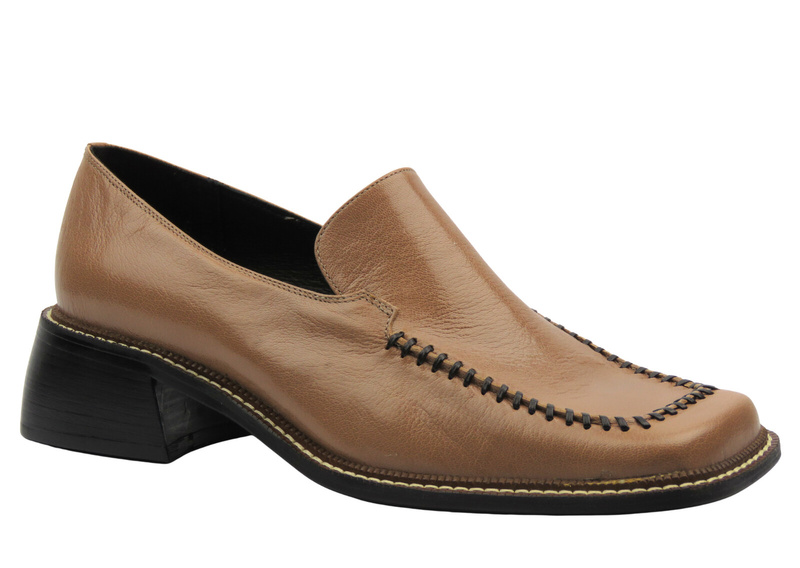 Dámské polobotky z přírodní kůže - But-S C038A, hnědé