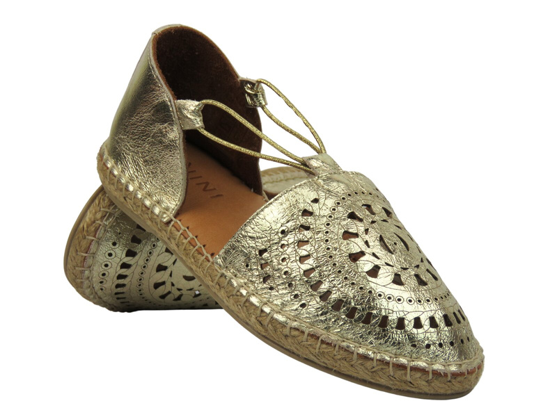 Prolamované polobotky, dámské baleríny - Ravini LB-V 206 12, zlaté