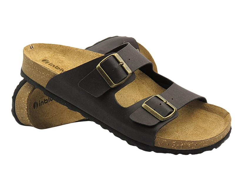 Pánské pantofle s přezkami tmavě hnědé INBLU NU-12