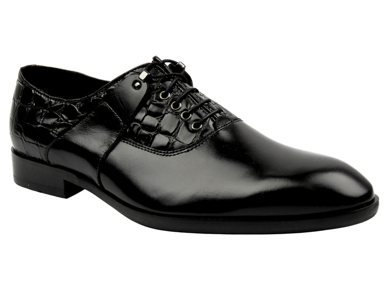 Kožené pánské společenské polobotky – CONHPOL 5836, černé