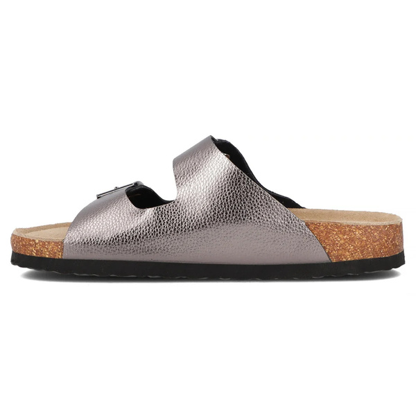 Kožené dámské pantofle s přezkami, metalické Filippo DK7062/25