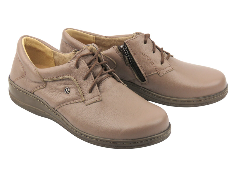 Pohodlné kožené dámské polobotky Helios Komfort 477, khaki