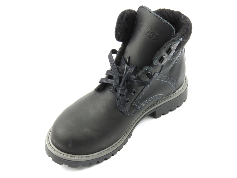 Dámské kožené kozačky zateplené vlnou - HELIOS Komfort 616/2G, černé