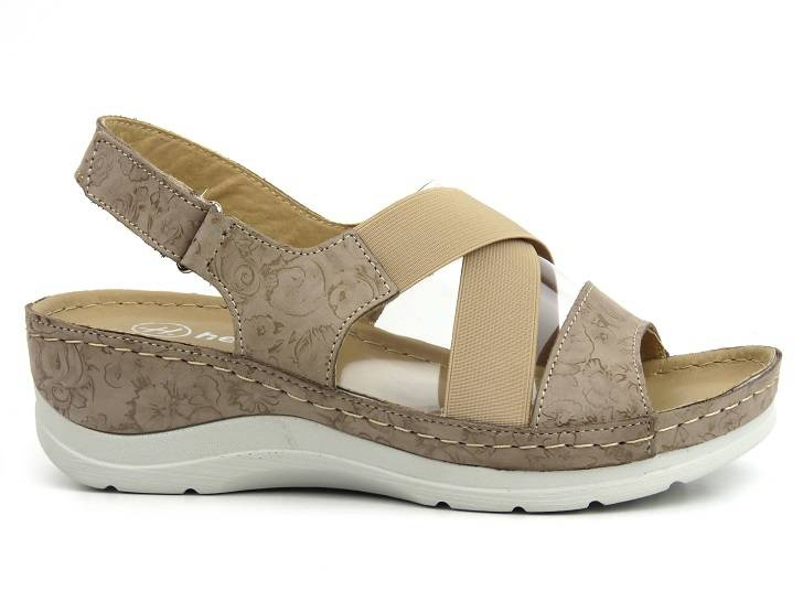 Pohodlné dámské sandály na klínku - HELIOS Komfort 100, béžová