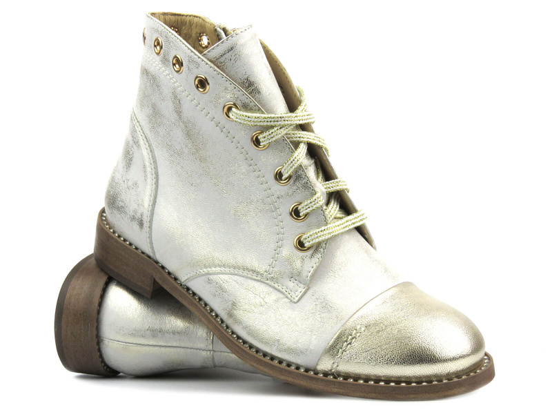 Dámské kožené kozačky - Eksbut 7F-6965-G45/672, zlaté