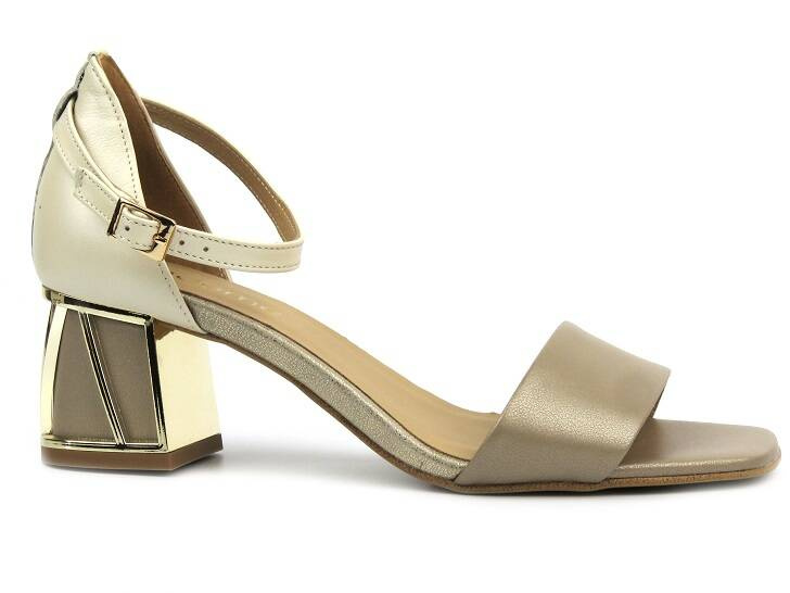 Dámské sandály s výrazným podpatkem - UNCOME 38558, béžová barva