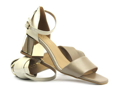 Dámské sandály s výrazným podpatkem - UNCOME 38558, béžová barva