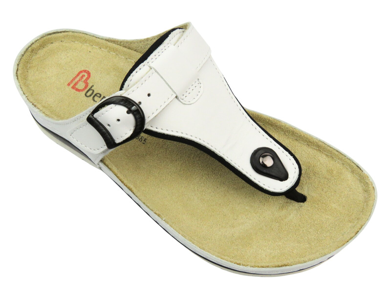 Dámské kožené žabky - BERKEMANN Mila 01351-100, bílé