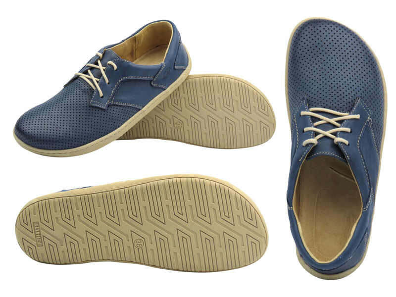Dámské kožené barefoot boty Helios Komfort 715-2B, tmavě modré