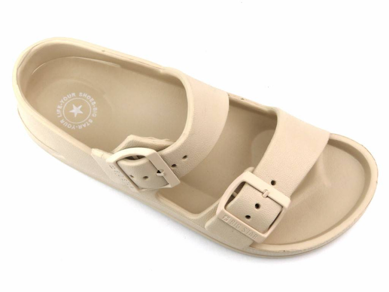 Lehké dámské pěnové sandály s přezkami - Big Star LL274746, béžové