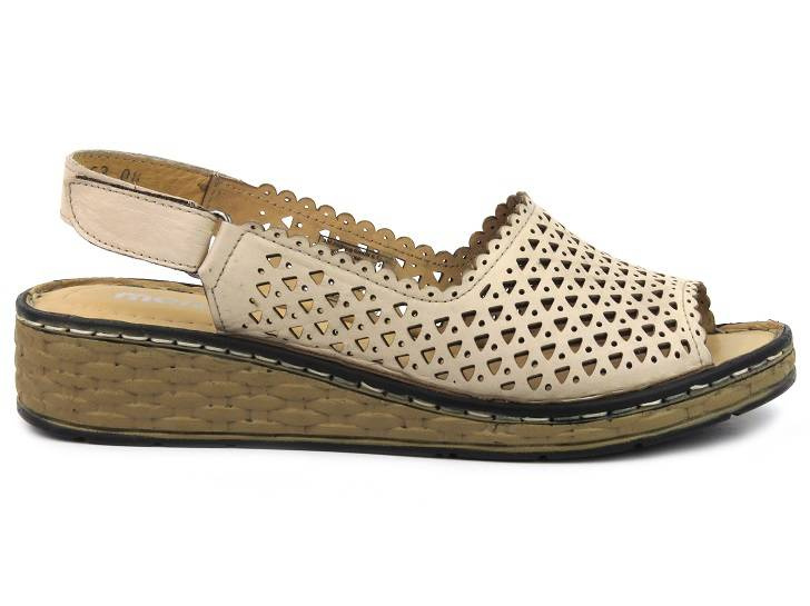 Dámské sandály s otevřenou špičkou - MANITU 910163-08, béžová