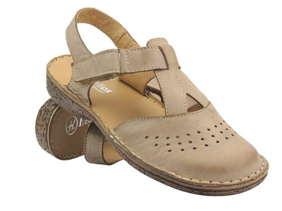 Kožené dámské sandály béžové Helios Komfort 128