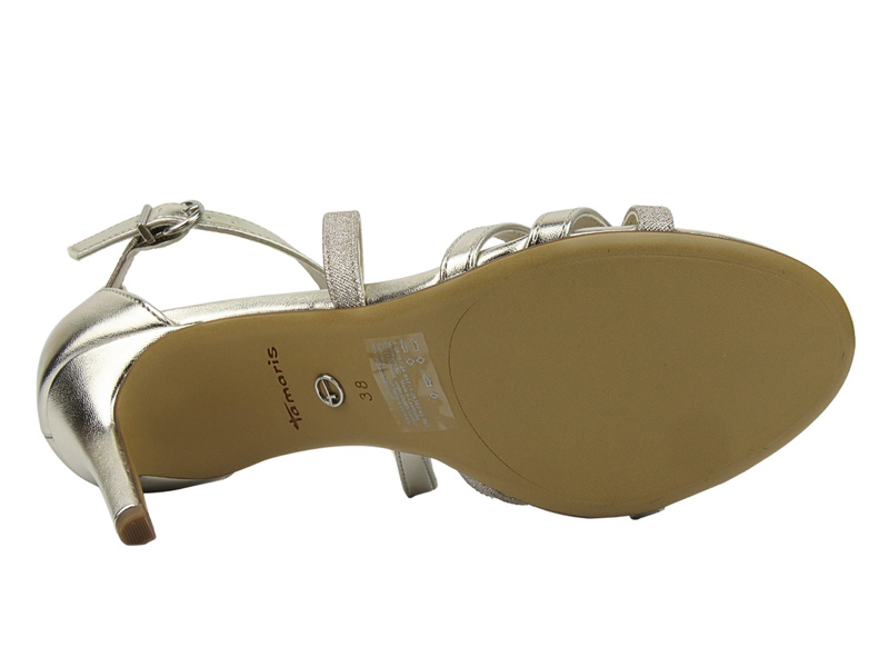 Elegantní dámské sandály na jehlovém podpatku zlaté Tamaris 1-28382-42