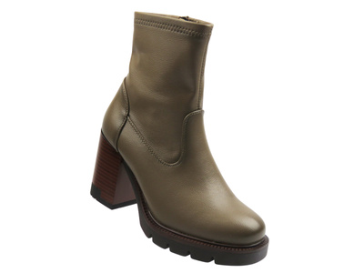 Dámské kotníkové boty na podpatku – Potocki 25-12419, khaki
