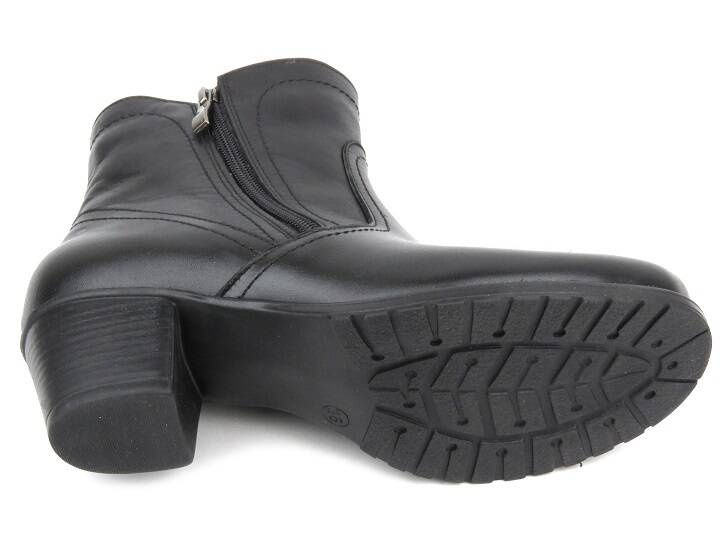 Pohodlné, kožené dámské kotníkové boty zateplené vlnou - Agxbut 0517, černé