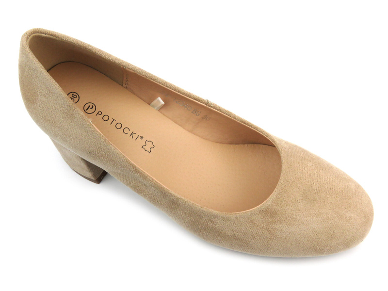 Elegantní dámská obuv na špalku - Potocki 24-12340, béžová