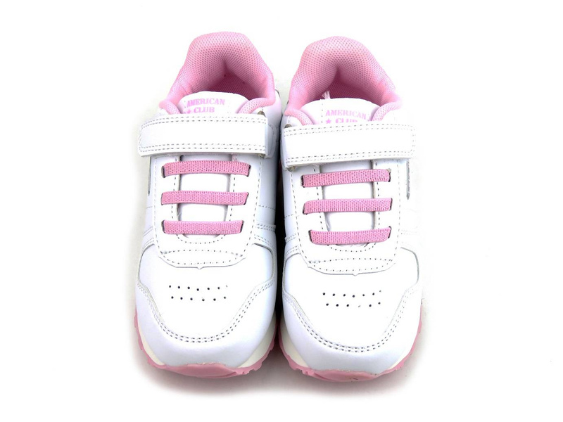 Dětské tenisky se zapínáním na suchý zip - AMERICAN CLUB ES68/22, bílé a růžové