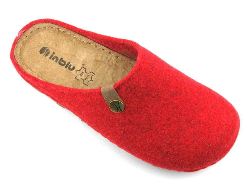 Dámské plstěné pantofle s korkovou podrážkou - Inblu DK-08, červená