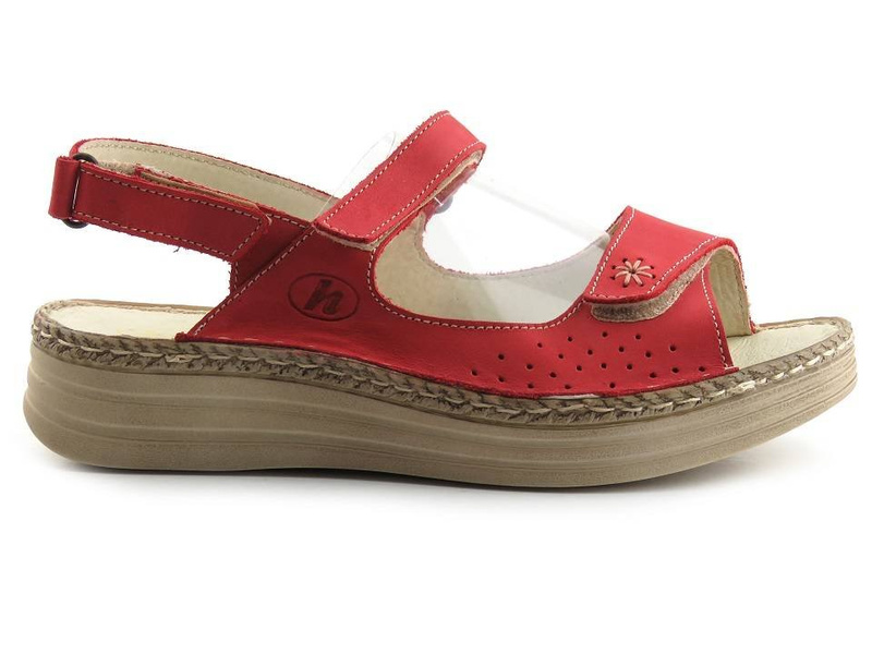 Pohodlné dámské sandály z přírodní kůže - HELIOS Komfort 238, červená