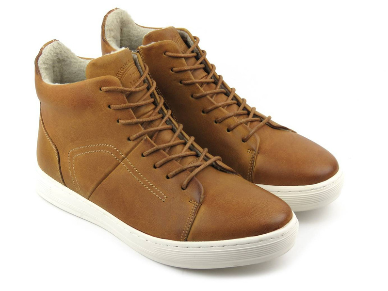 Pánské boty z přírodní kůže - AMERICAN CLUB CY17/21, hnědé