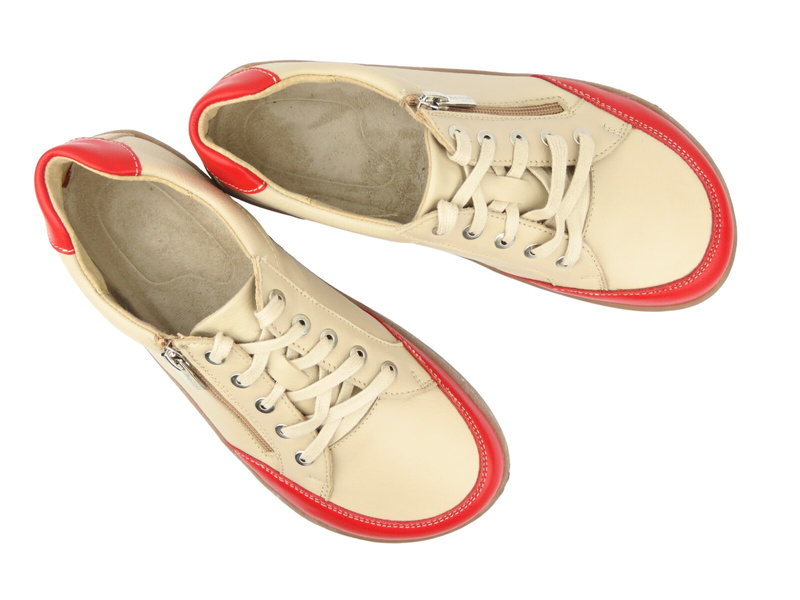 Barefoot kožené minimalistické dámské polobotky Helios Komfort 470, červené