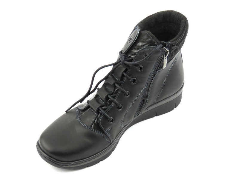 Kožené dámské kotníkové boty polské značky HELIOS KOMFORT 562 černé barvy