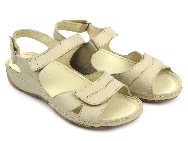 Pohodlné dámské kožené sandály - HELIOS Komfort 106, zlaté