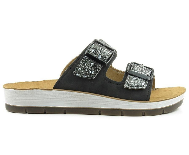 Dámské žabky se vzorovanými proužky - INBLU CP-10, černé