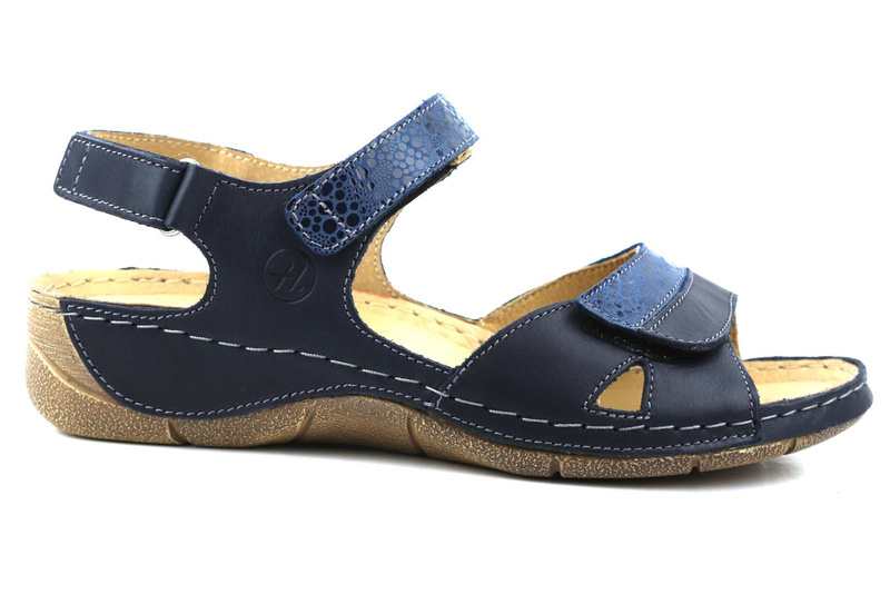 Pohodlné dámské kožené sandály - HELIOS Komfort 106, tmavě modrá